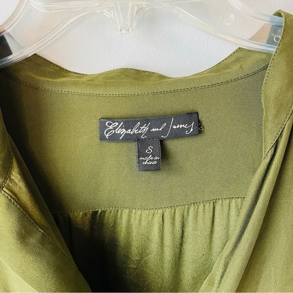 Elizabeth and James Silk Olive Utility Shirt - PRICE DROP - Picture 4 of 12